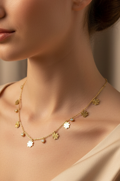 Flower charm necklace