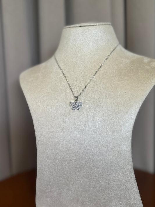 Bow Necklace - Silver