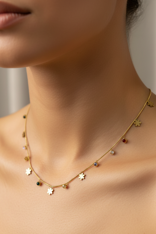 Multi colour charm necklace