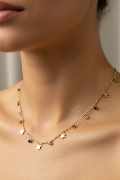 Multi colour charm necklace