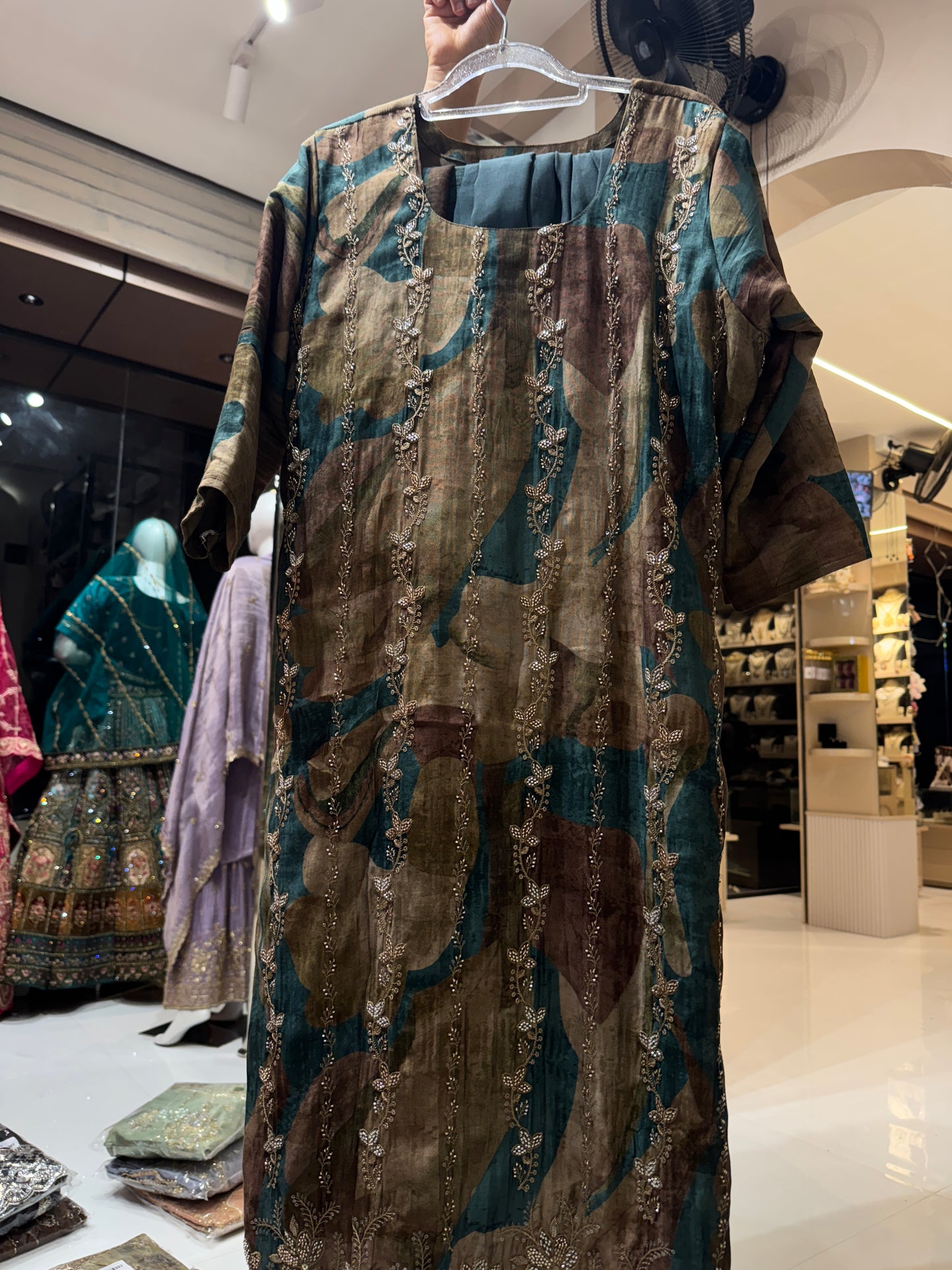 Handwork Muslin Churidar set