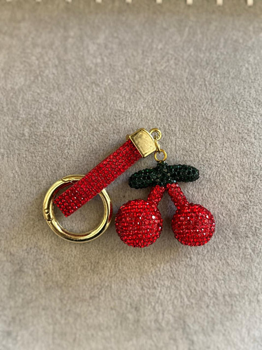 Cherry Bling Keychain in Red Sparkle