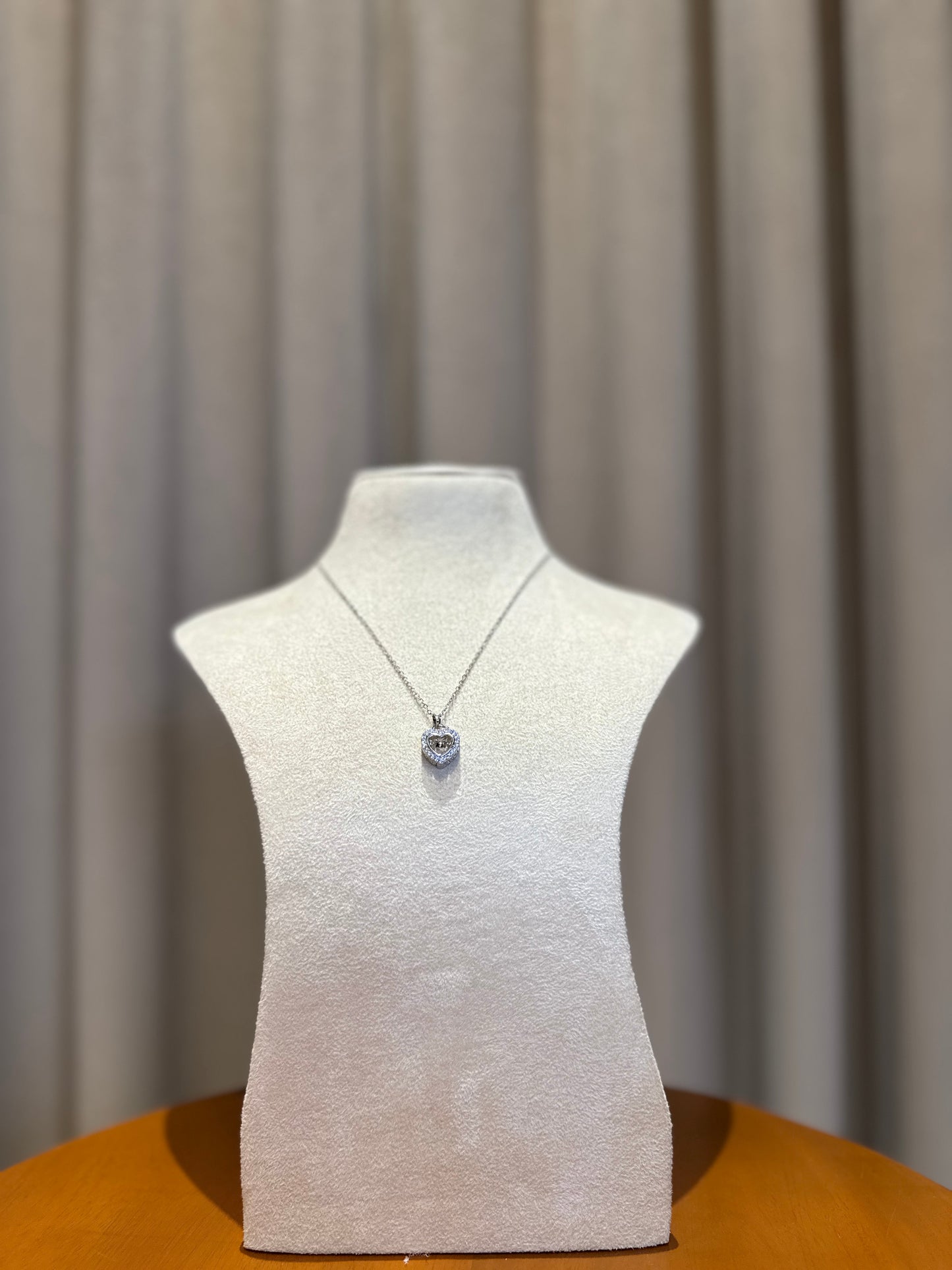 Heart with stone Necklace - Silver