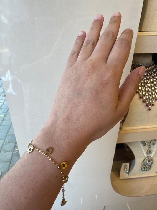 Gold Flower Heart Charm Bracelet