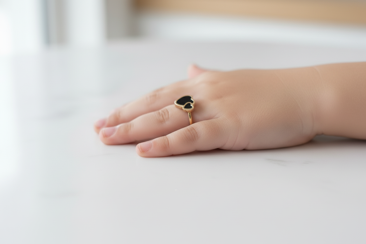 Double heart kids ring