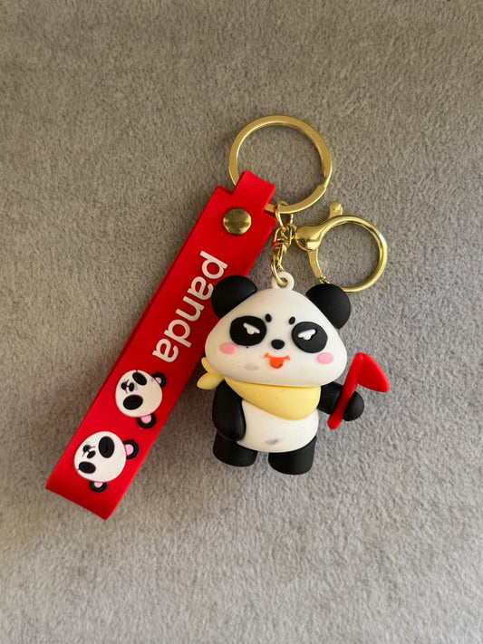 Panda Love Keychain Set with Red Strap