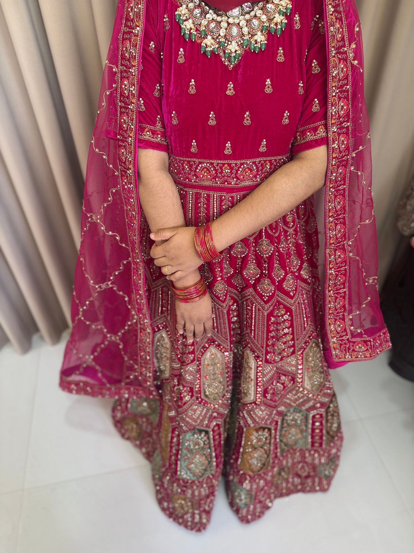 Rani pin and multi colour Lahanga