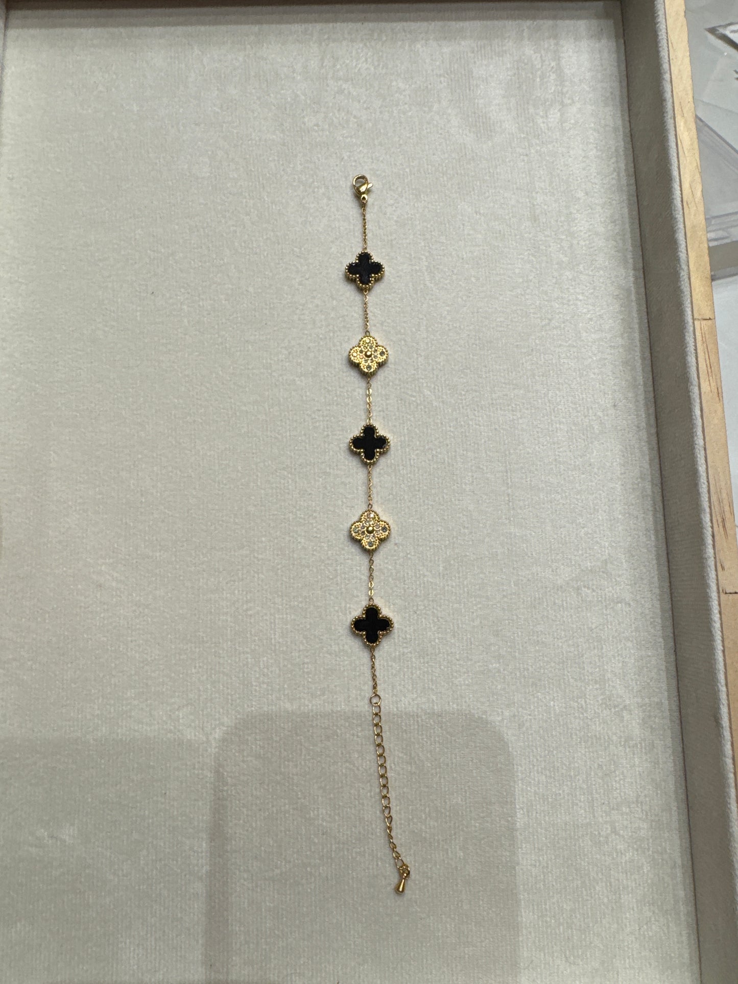 Clover bracelet Gold Black Stone