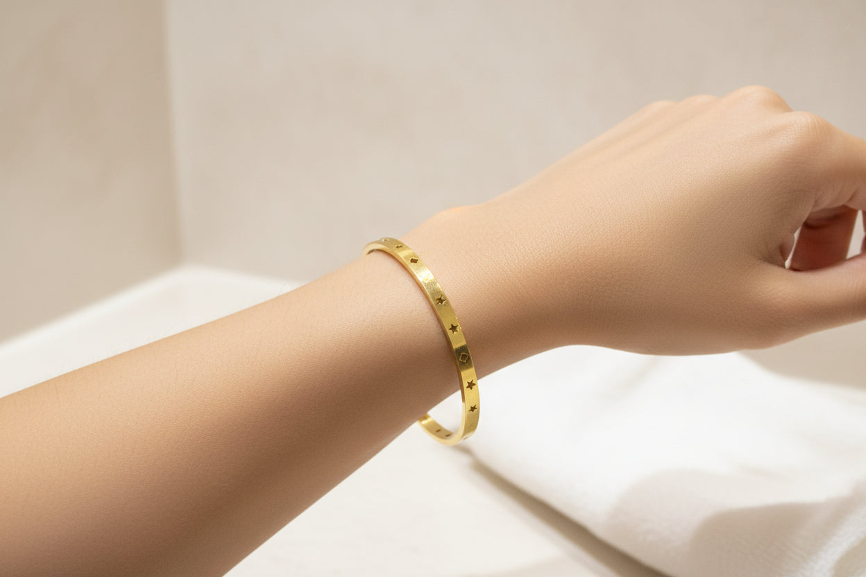 Etched Celestial Simple Bangle