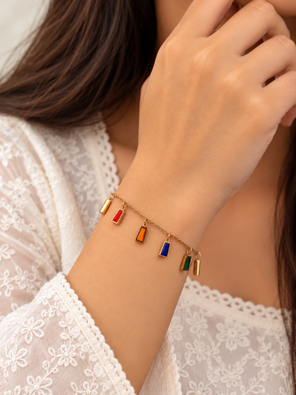 Multi coloured charms bracelet