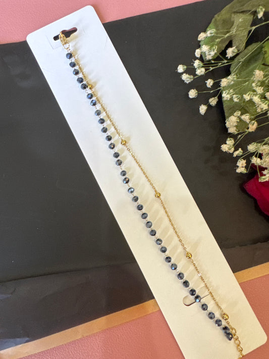 Double Layer Blue Bead Bracelet-Gold