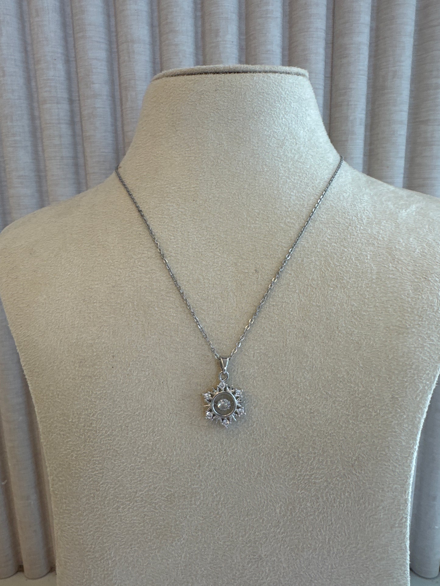 Zircon Stone Necklace - Silver