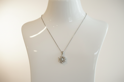 Zircon Stone Necklace - Silver