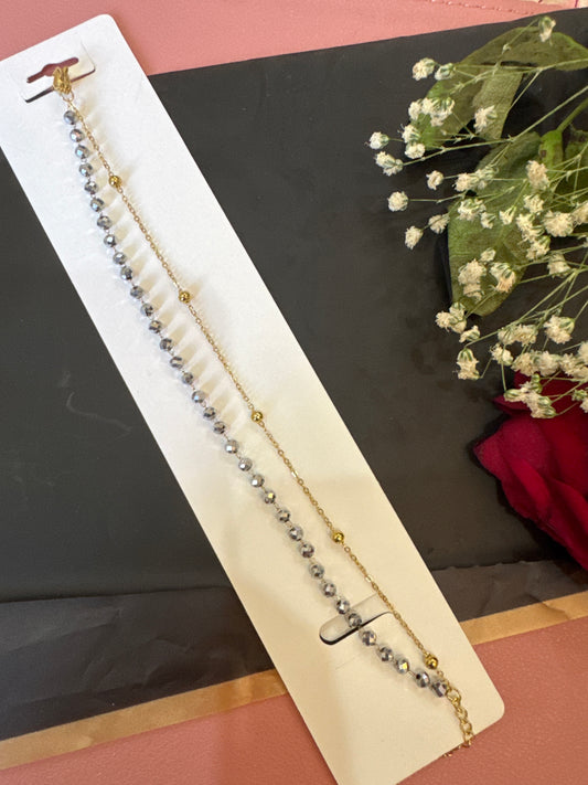 Double Layer Midnight Bead Bracelet-Gold