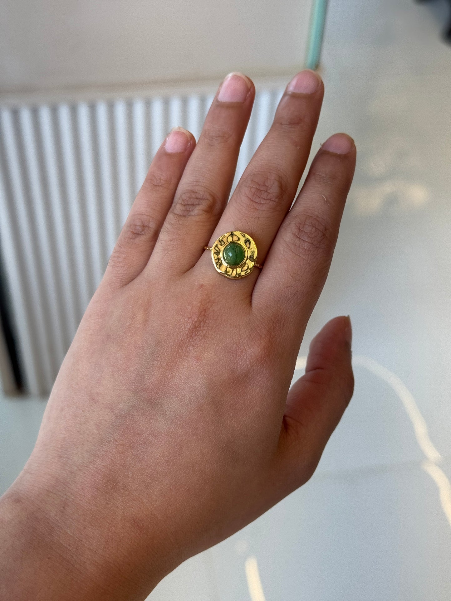 Adjustable Green Gold Ring