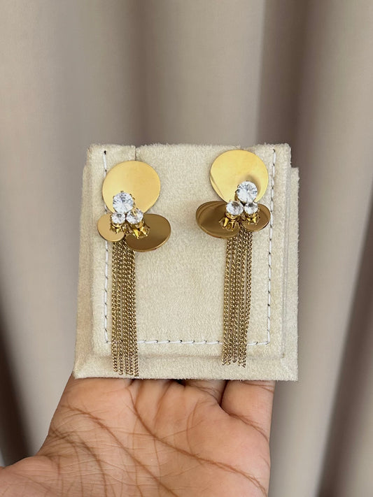 Golden Cascade Crystal Earrings