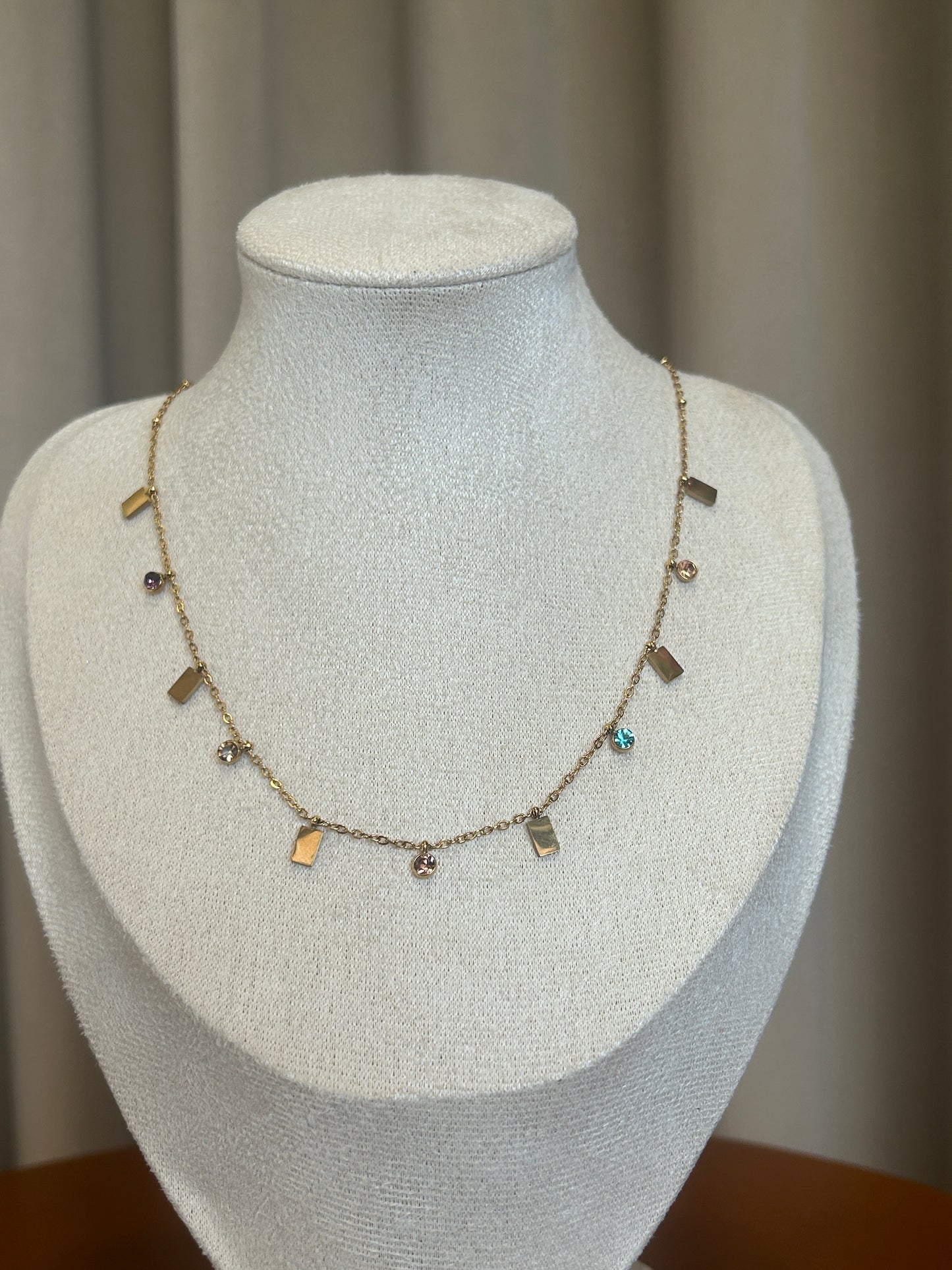 Multi coloured rectangle necklace
