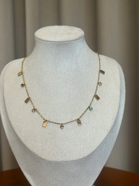 Multi coloured rectangle necklace