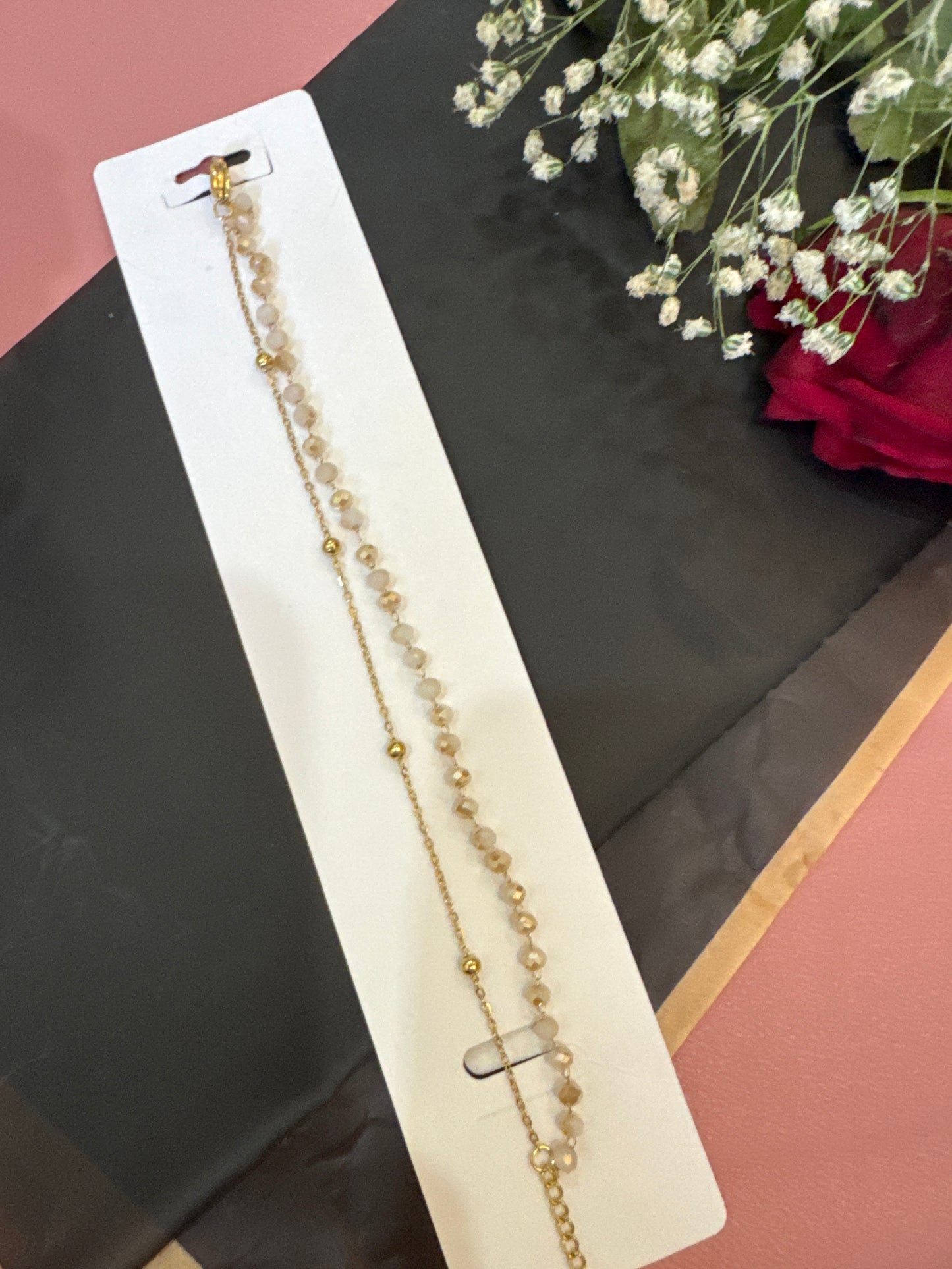 Double Layer Bead Bracelet-Gold