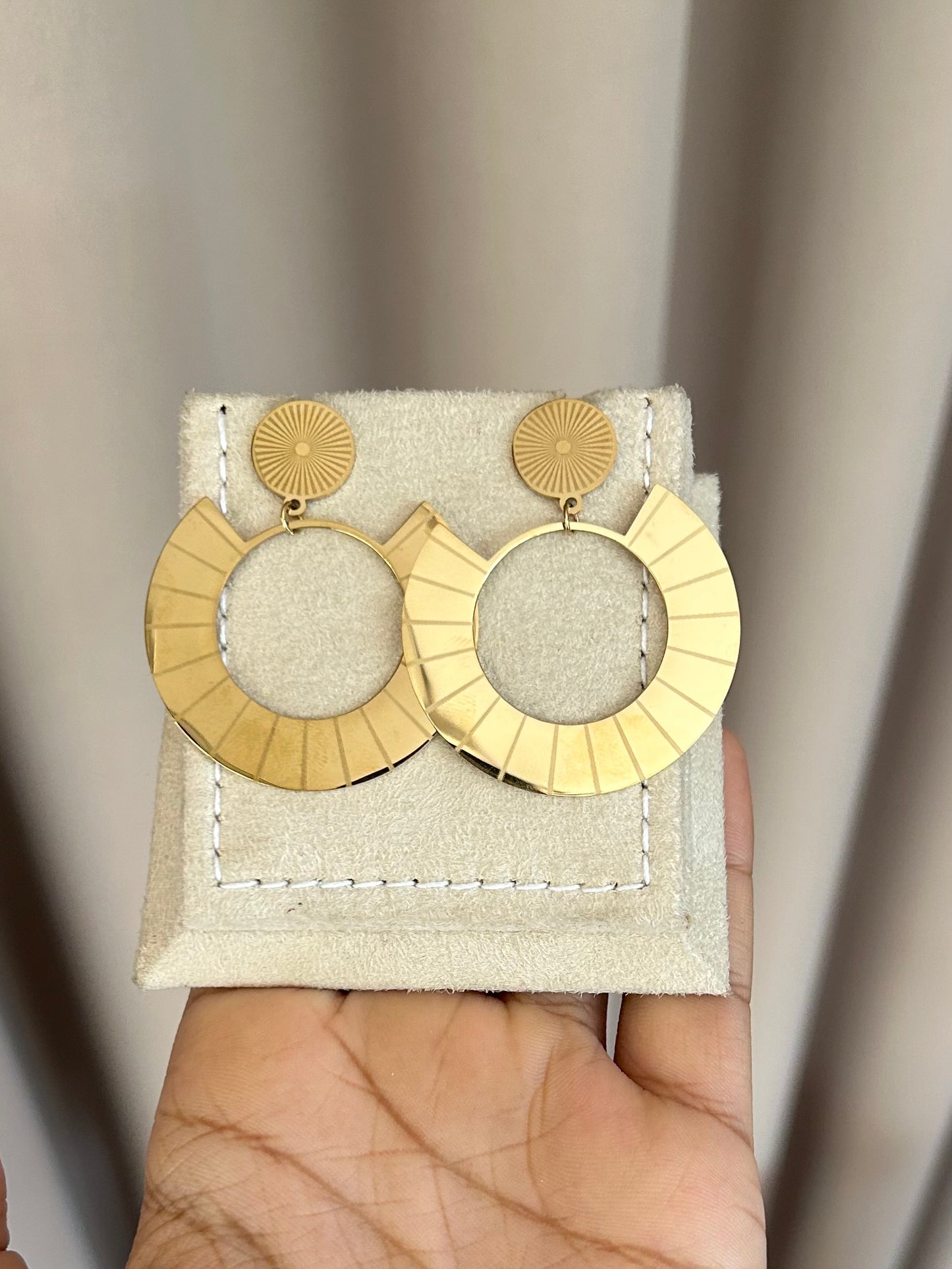 Solar Hoop Drop Earrings