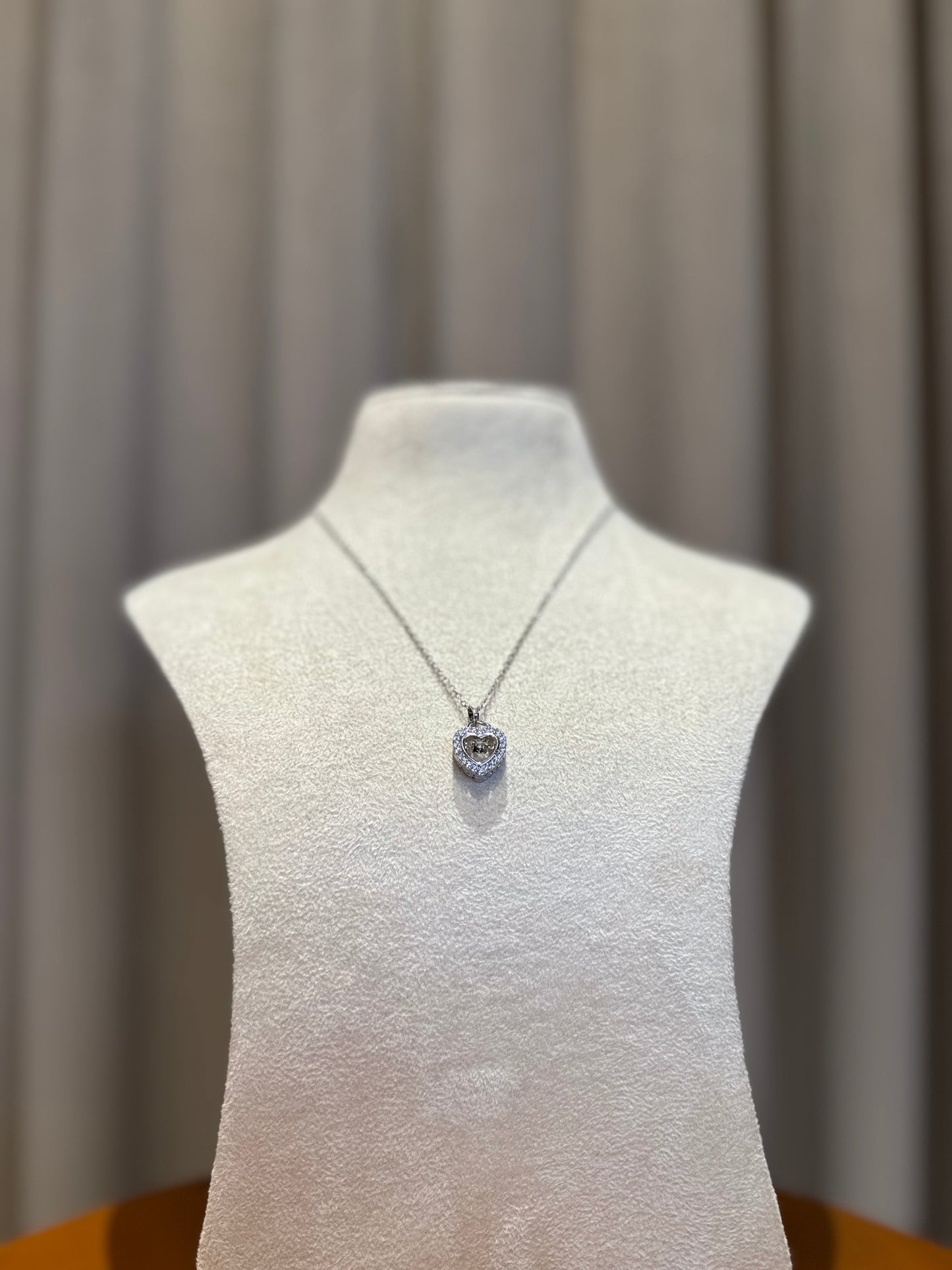 Heart with stone Necklace - Silver