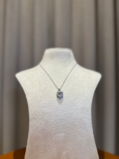 Heart with stone Necklace - Silver