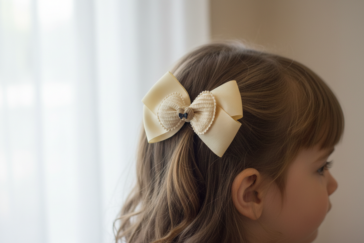 Hair bow off white