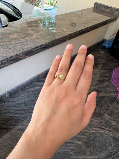 Double Heart solatire Ring Size 6