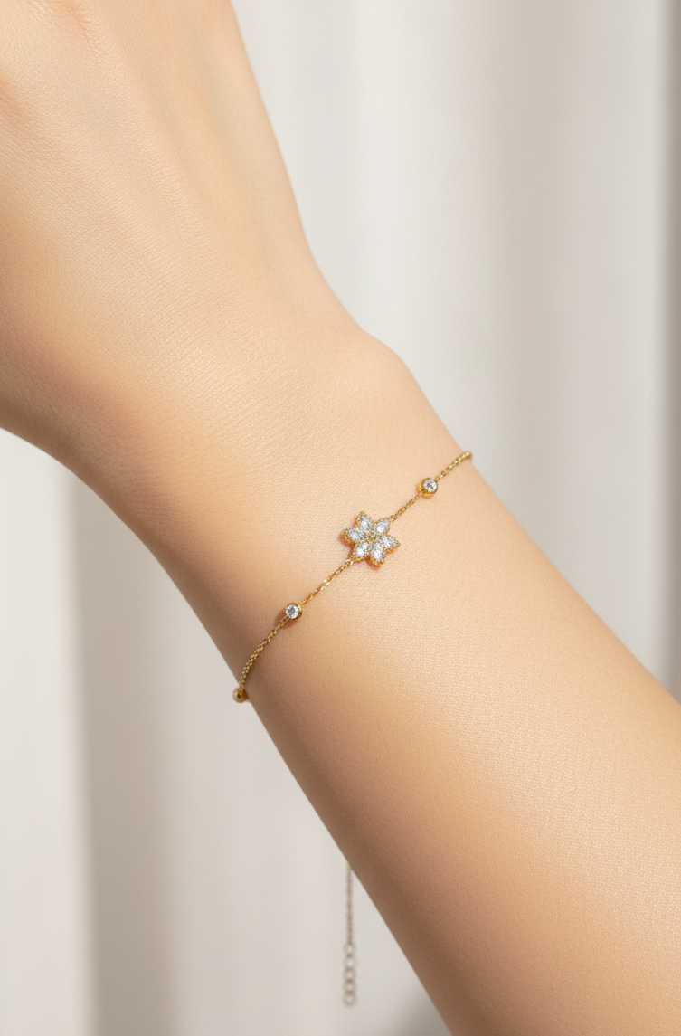 Crystal Flower Charm Bracelet