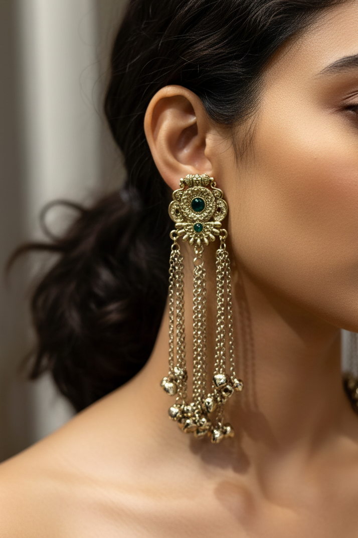 Green stone earring