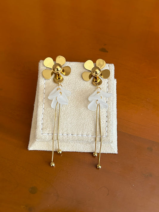 Golden Bloom & Pearl Petal Earrings