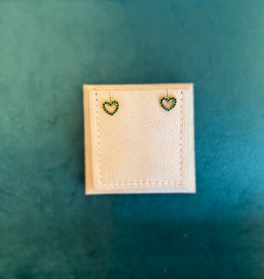 Heart with green stone earring