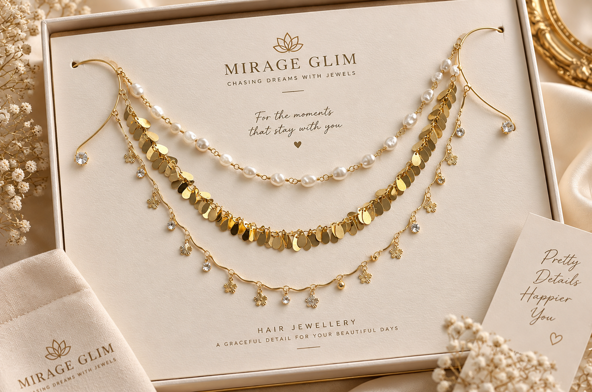 Pearl & Coin Ear-to-Ear Hair Chain