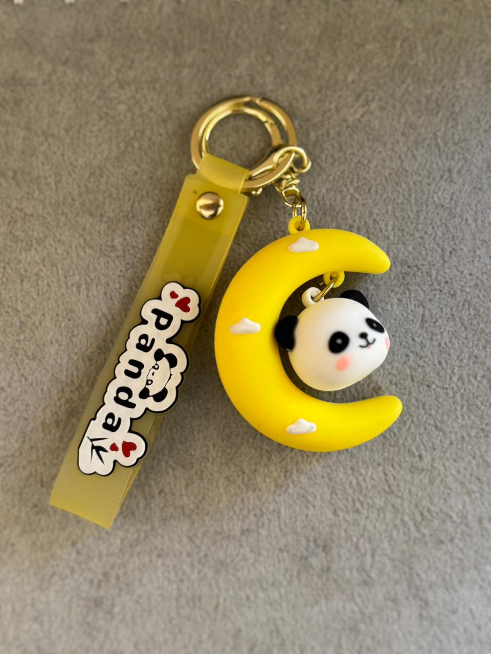 Panda Moon Dreams Keychain Set in Yellow