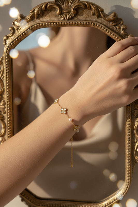 Flower with bead bracelet