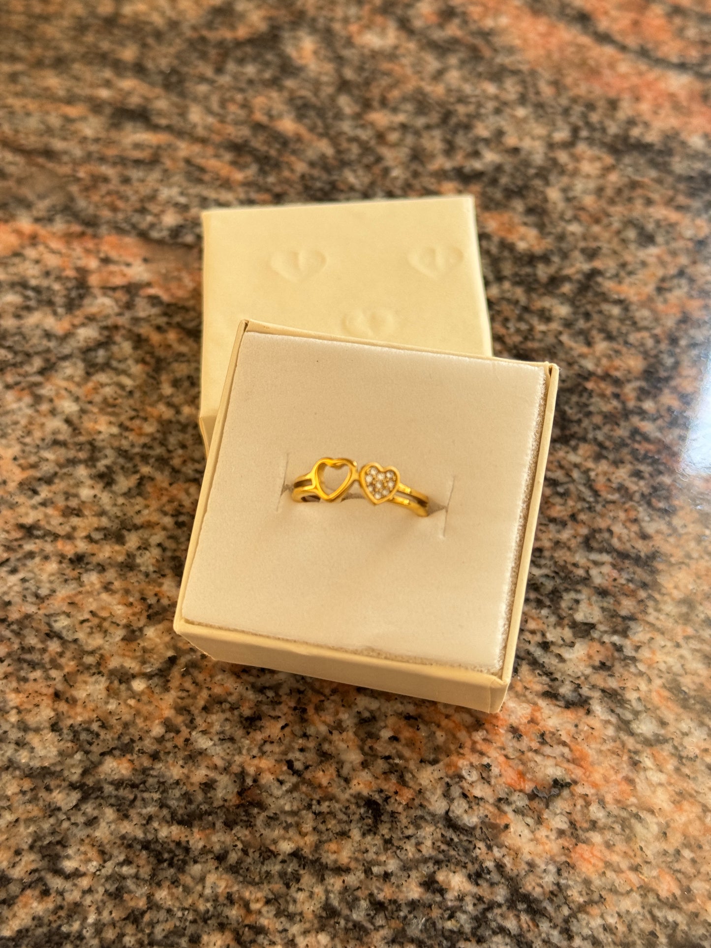 Double Heart solatire Ring Size 6
