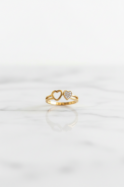 Double Heart solatire Ring Size 6