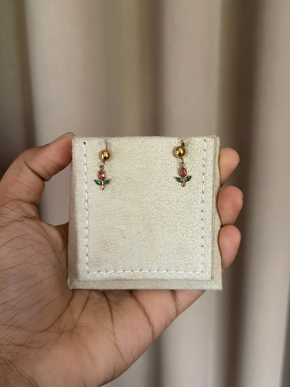 Pink tulip stud earrings