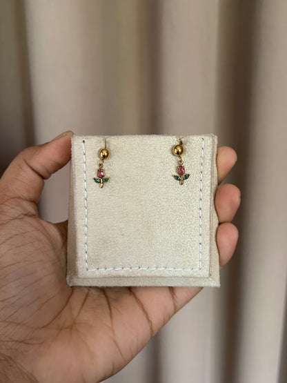 Pink tulip stud earrings