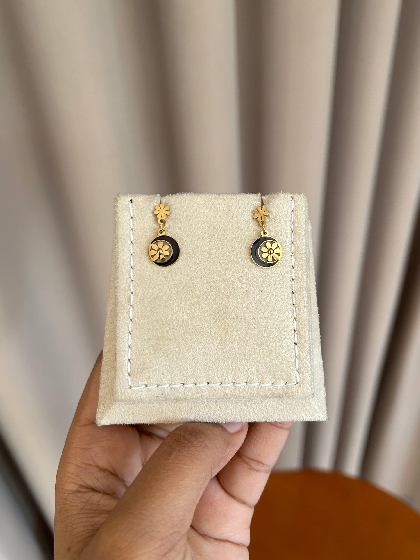 Celestial Bloom Black Earrings