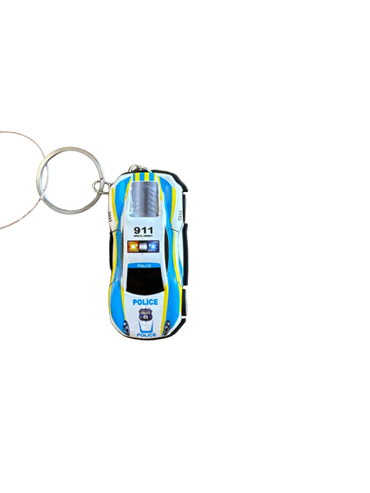 Police B/W Car Keychain