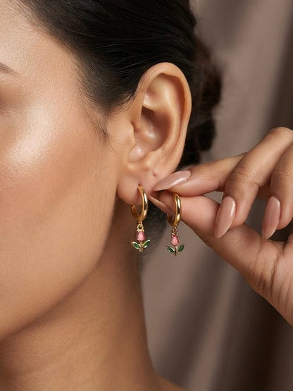 Golden Tulip Hoop Earrings