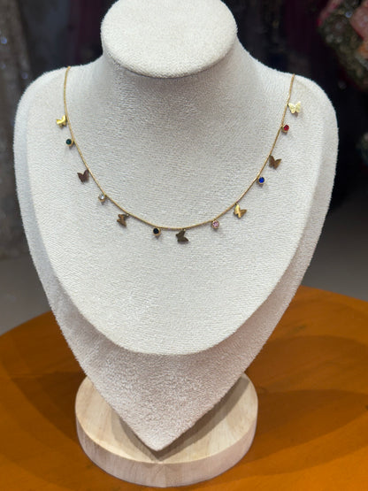 Butterfly multi stone necklace