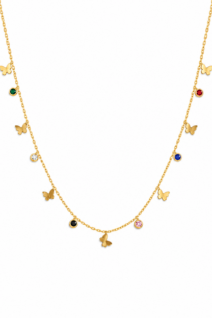 Butterfly multi stone necklace
