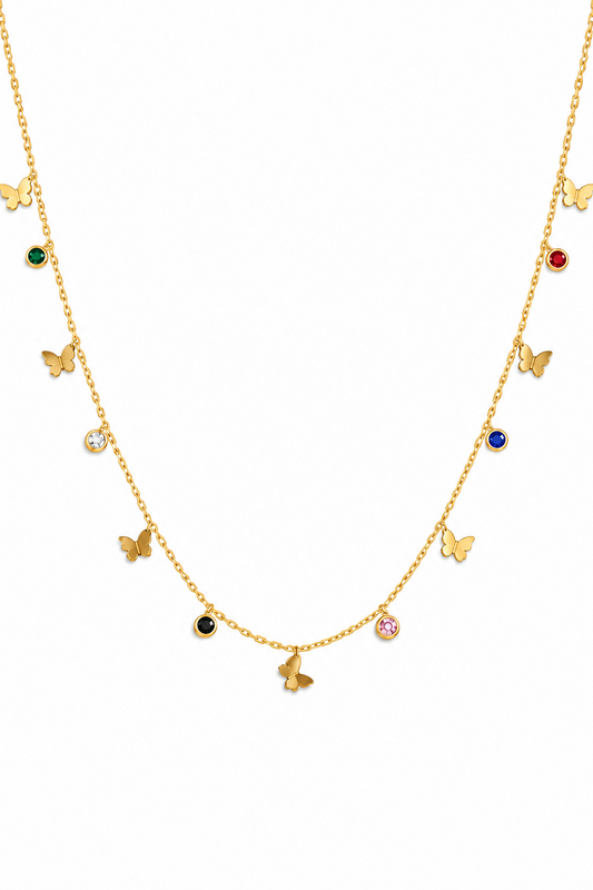 Butterfly multi stone necklace
