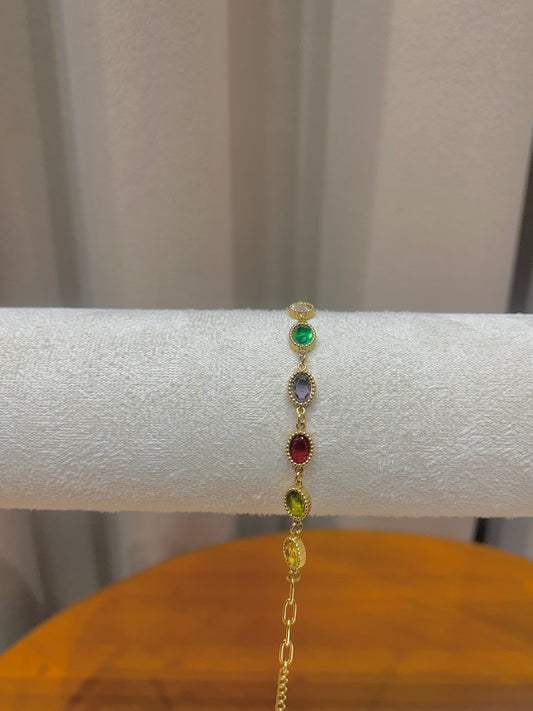 Rainbow Gemstone Station Bracelet