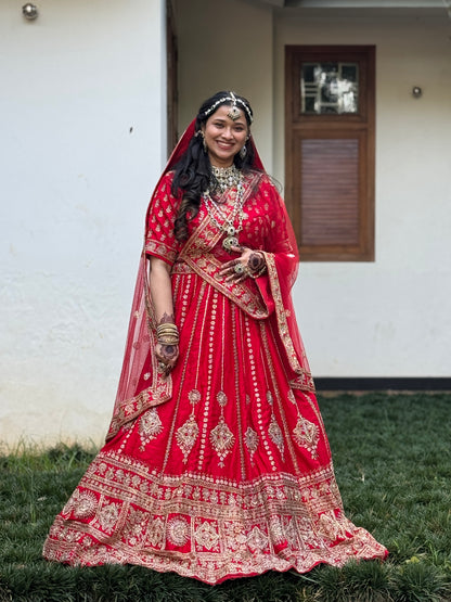 Complete handwork Red Lehanga