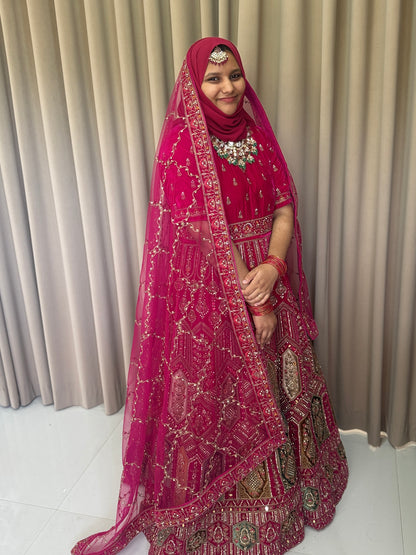 Rani pin and multi colour Lahanga