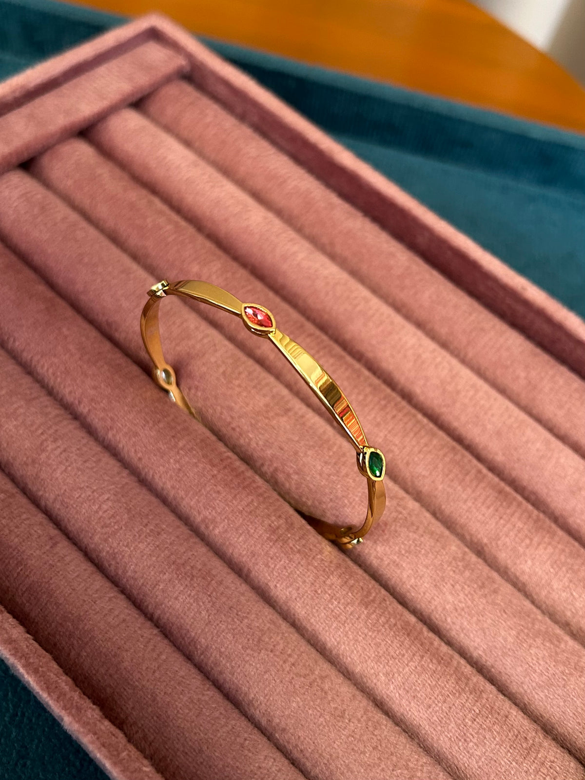 Multi colour Crystal Gold Bangle