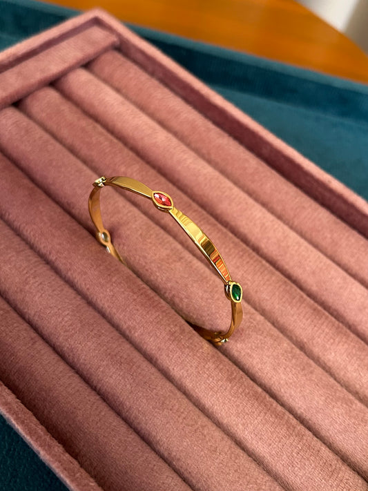 Multi colour Crystal Gold Bangle